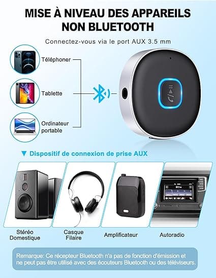 Bluetooth-mottaker for bil, 5.3 Jack Bluetooth-adapter for høyttaler/hjemmestereosystem/