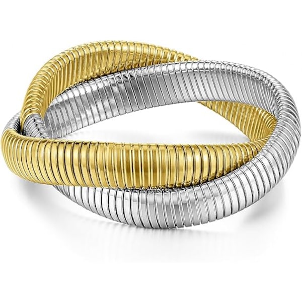 Armbånd i rustfrit stål, stabelbart armbåndssæt til kvinder, lagdelte stretch-armbånd, udsøgte håndsmykker til fest, aften og bryllup