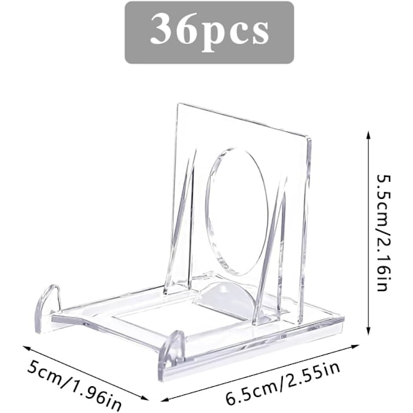 36 stk. klare akrylpladeholdere 6,5 x 5 x 5,5 cm justerbart displaystativ i plastik til mobiltelefon CD billedramme fotoplader display