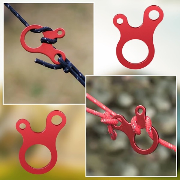 Repspännare, 12 stycken, Aluminiumlegering, Röd, för Tält, Camping, Vandring