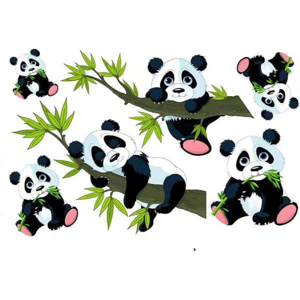 Tecknad Panda på trädet Branch Barnrum Väggklistermärken Avtagbar Wal