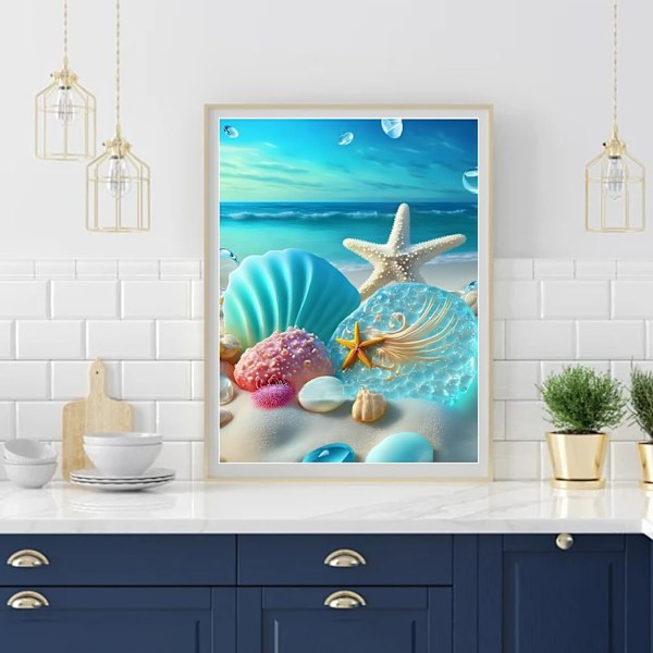 DIY 5D Diamantmålning Kit Havssnäcka för Vuxna Nybörjare, Sjöstjärnemålningar med Diamanter Hem Väggdekor Gåva (30x40cm/11.8X15.7tum)