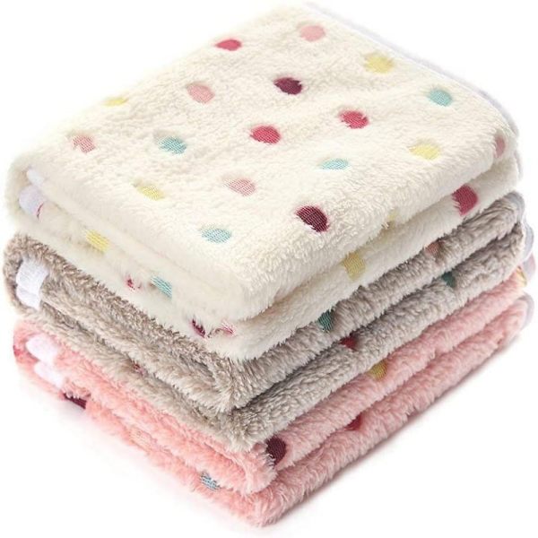 Ultramjukt plysch hund-/katttäcke 3 delar Light Dots Medium (76 * 52 cm