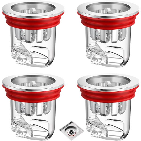4 st Anti Odor Flapper, Transparent Anti Odor Golvavlopp Dusch för Wa