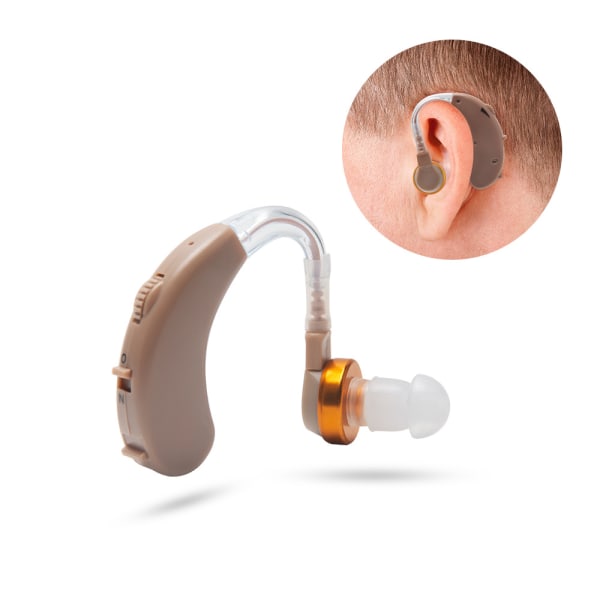Ett par digitala hörapparater bakom örat BTE Ljud Röst Am