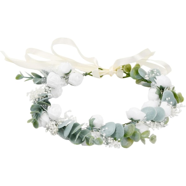 Blomsterkrans Hårbøyle, Justerbar Hårbøyle for Første Kommunion og Bryllup - Blomsterhårtilbehør for Jenter (17cm)