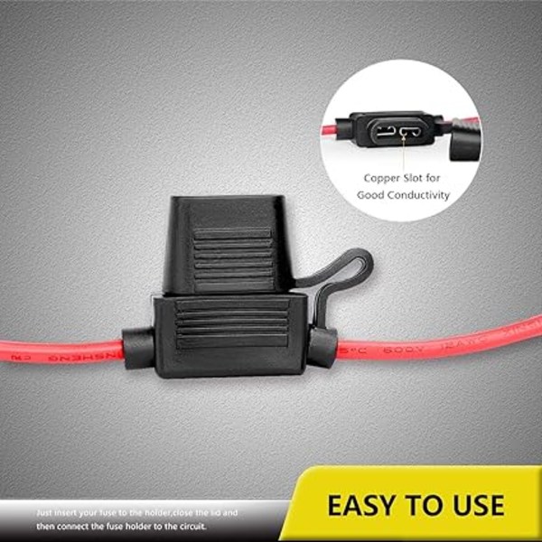 8 stk. sikringsholder 12V vandtæt 14AWG 20Amp auto bil motor bladsikring