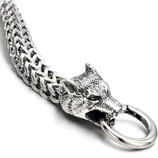 Rock Viking Wolf Charm -rannekoru miehille, ruostumattomasta teräksestä valmistettu verkko, kultainen