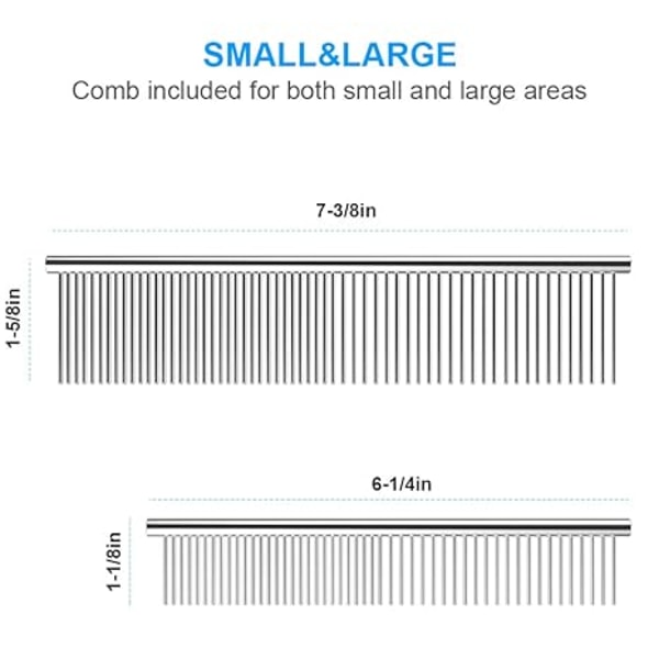 2-pakning hundekammer i rustfritt stål, kattekam for å fjerne floker og knuter,
