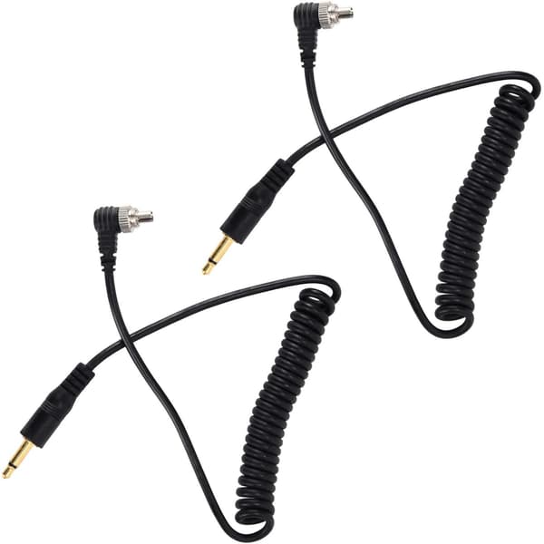 Kamera Flash Kabel 2 Universal 3.5mm til Male Flash Kabel, Spiral PC Sync Kabel