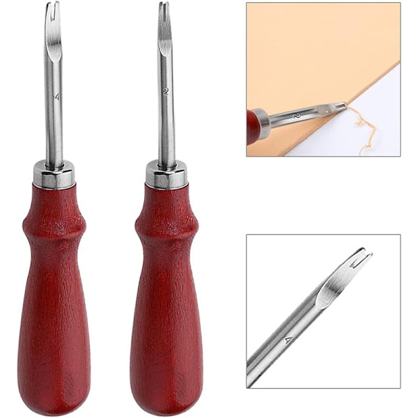 4 kappaletta reunaviistettävää nahkatyökalua, reunaviistetyökalu, nahan ohennustyökalu tee-se-itse-projekteihin (1,5 mm, 1,2 mm, 1,0 mm, 0,8 mm)