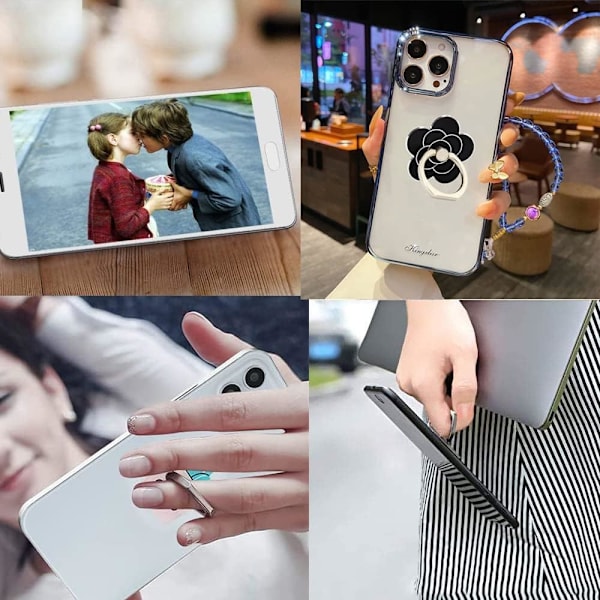 Mobiltelefon Ringhållare Blomma, 360° Roterande Metall Fingerring Grepp Ställ för Smartphones, 4-pack