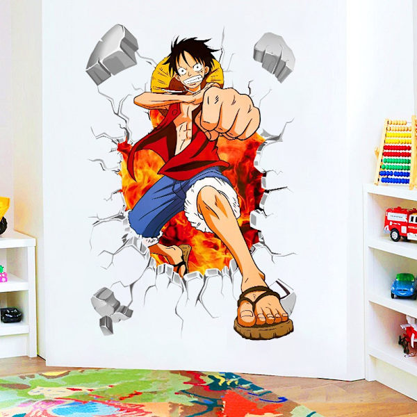 3D One Piece Luffy itseliimautuva seinätarra pojan makuuhuoneeseen luova graffiti