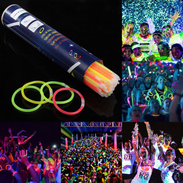 100-Pack Glow Stick-armbånd, glødende flerfarget