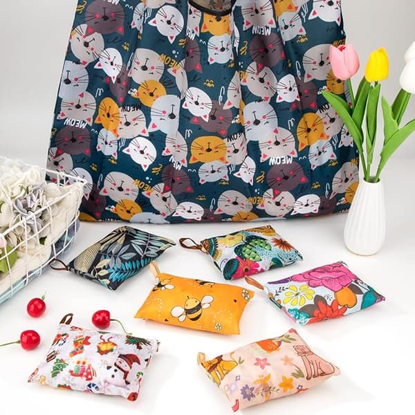 Sammenleggbar Handlepose Gjenbrukbar Handlepose 50x66cm Lett Handlepose Håndveske for Shopping