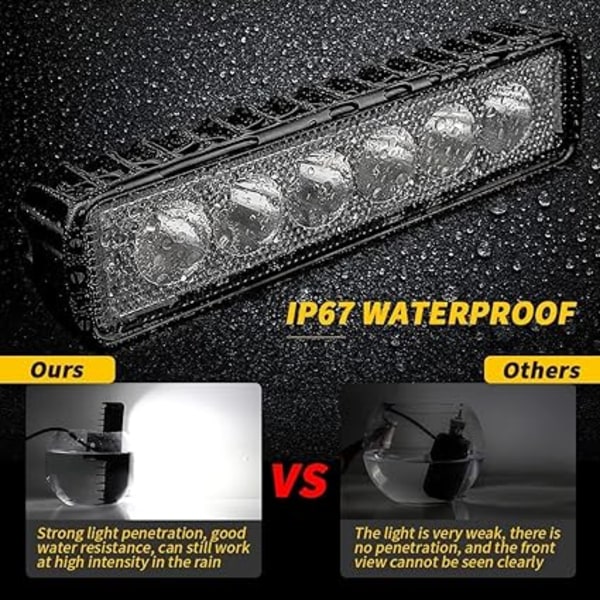Stk LED-frontlykt, 6 tommer 18W Spotlight LED Bar 12v for motorsykkel bil lastebil SUV båt 4x4