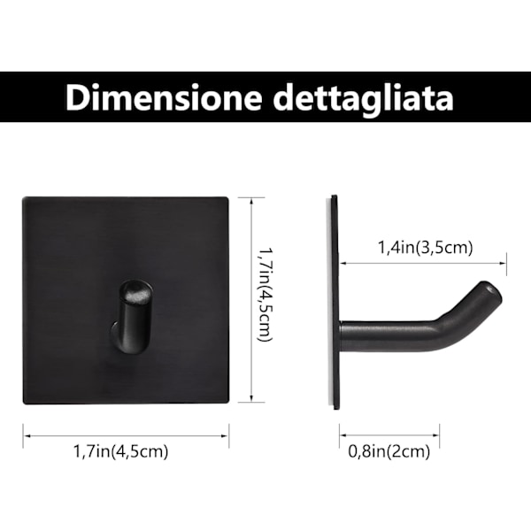 Kraftiga självhäftande krokar, rostfria stålkrokar för kök, badrum, hem, dörr, handduk, kappa, nycklar, badrock, 4-pack