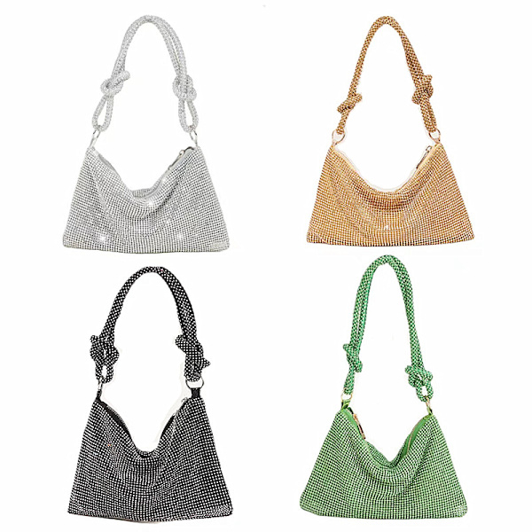 Cross body bag for kvinners sølv veske natt håndveske, sølv.