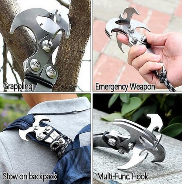 Gravity Hook, Gravity Hook, Klätterkrok, Rostfritt Stål Gripkrok Klättring Multifunktionell Gravity Hook Fällbar Klo Klättring Nödsur