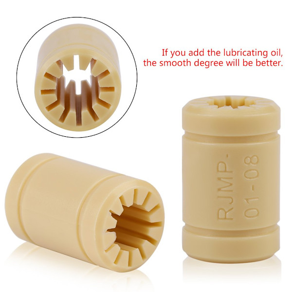 8 stk. 8 mm indvendig diameter, solid polymer lineær lejesæt LM8UU til 3D-printer
