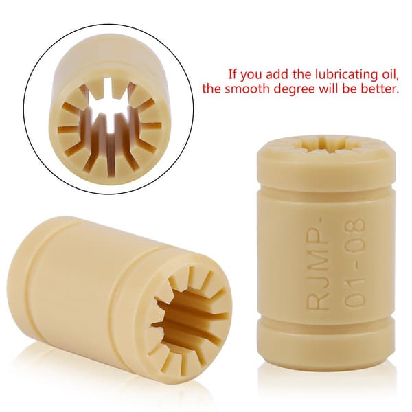 8st 8mm Innerdiameter, Solid Polymer Linjärlager Set LM8UU för 3D-skrivare