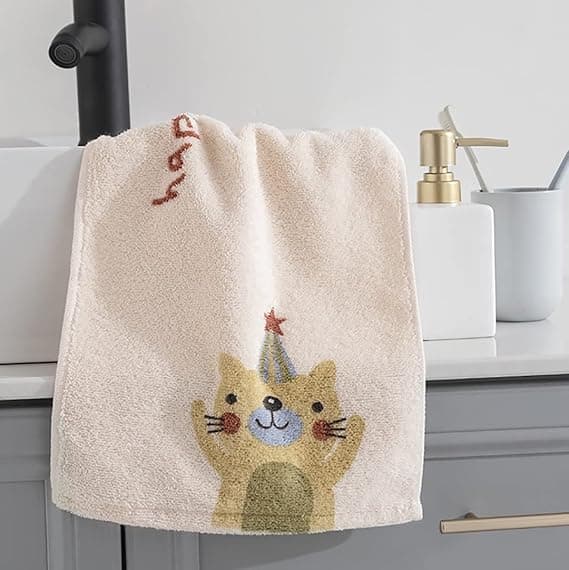 4-pack tecknad katt handduk set, fingertoppsbadhanddukar kompatibla för hemmet