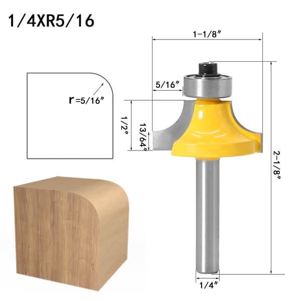 Router Bit Fræser Værktøjssæt - 1/4 Skaft - Til Træbearbejdning - 4 Assorterede Størrelser