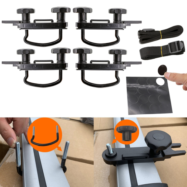 4x Universal rostfritt stål takbox bilmontering tillbehör kit U-bult