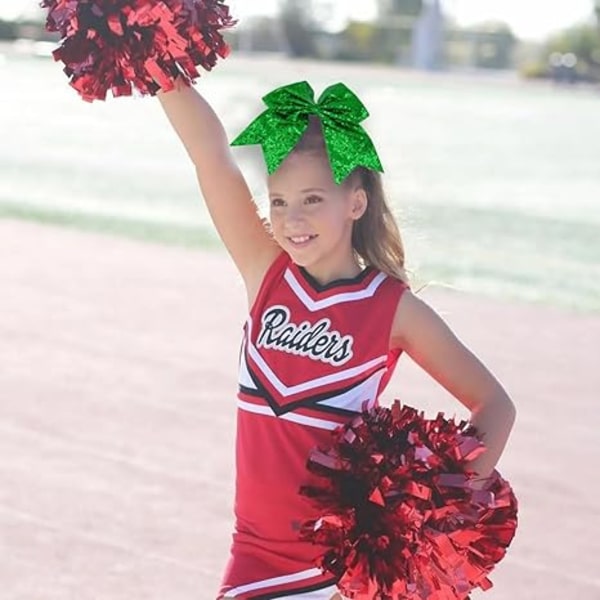 2 st 19*18CM Stora Cheer Bows Sequin Cheer Hår Bågar Ponytail Hållare
