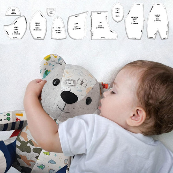 Memory Bear Template Linjal Set(10 PCS), 10 PCS Memory Bear Template R