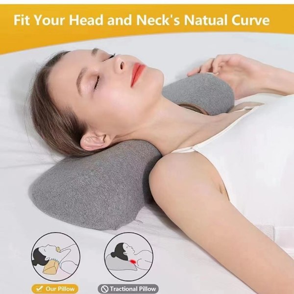 Nackkudde i Memory Foam för Stelhet och Smärtlindring, Nackstödskudde Nackrulle Kudde för Sängkudde (Mörkgrå)