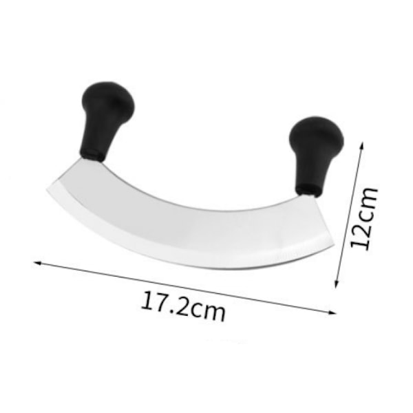 Set med 2 Hackknivar / Örtknivar och Pizzaskärare, med 1 blad, längd: 17,2 cm, rostfritt stål/plast, silver/svart