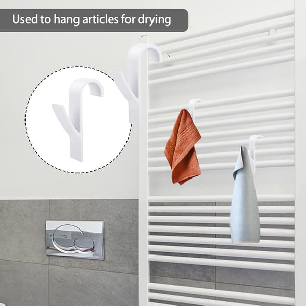 8 stk. håndklæderadiator kroge, håndklæderadiator krog, hvid plastik radiator