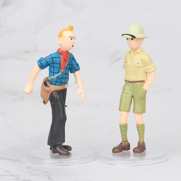 6 stk. sæt af Tintin Adventures dukker, Tintin tegneseriefigur samleobjekt