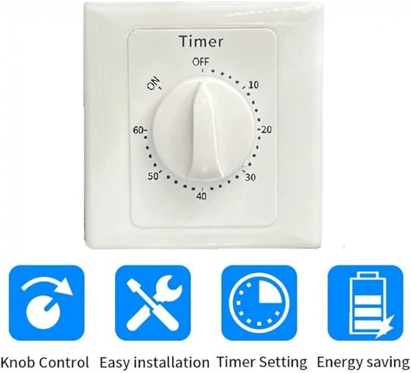 AC 220V Timer Switch Højtydende Pumpe Elektronisk Kontrol Mekanisk Nedtællingstimer Stikkontakt Timer Switch 86 Panel (60min)