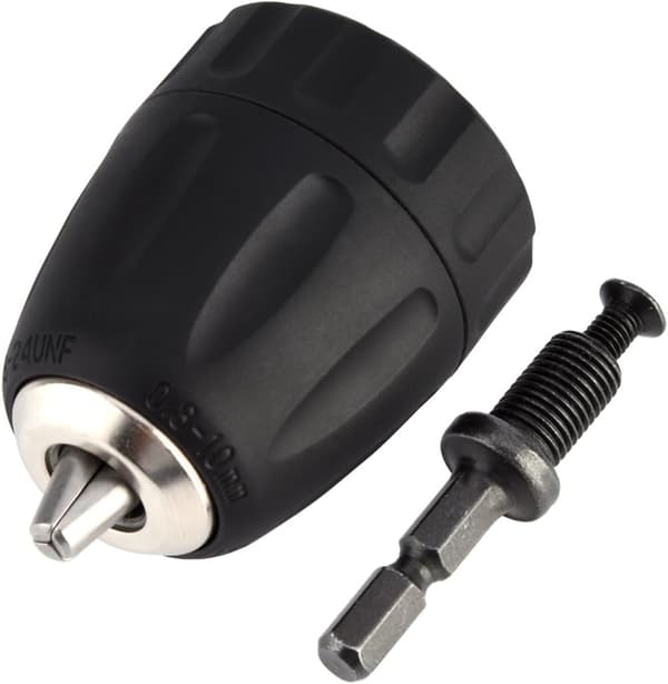 Skruvdragare Chuck, 0,8-10mm 3/8\"-24UNF Nyckellös Borrchuck med 1/4\" Hex Socket Holder Borrtillbehör