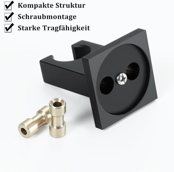 Svart Dusjhodeholder Messing Dusjhodeholder Veggmontert Dusjhodeholder Installert ved å Bore Hull Dusjhodeholder