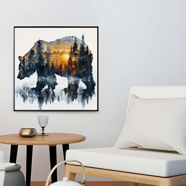 5D-timanttimaalaussarjat aikuisille, eläin karhu metsämaisema timanttitaidesarjat aikuisille kodin seinäkoriste 30x30cm