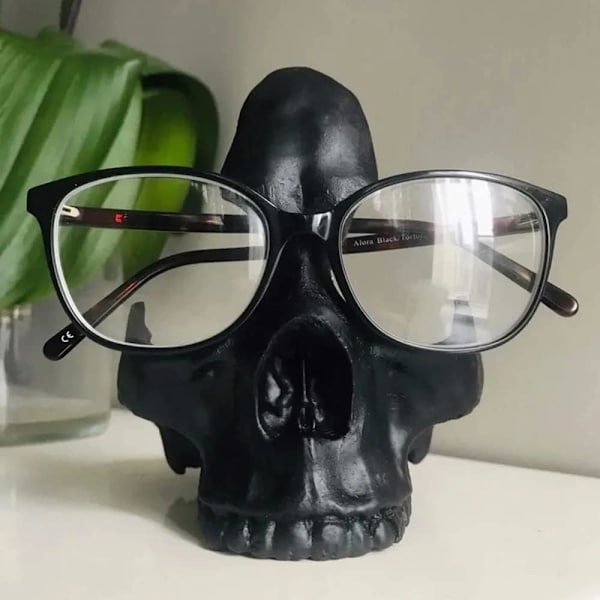 Kranium Brilleholder, Kreativ Brilleholder, Kunstharpiks Statue Ornament, Solbriller Brille Display Stativ til Hjem, Kontor, Skrivebord, Natbord (sort)