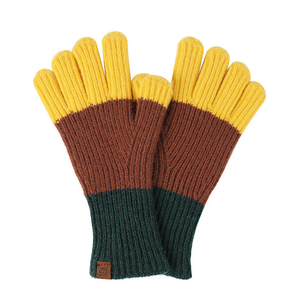 Varma stickade handskar för kvinnor Touchscreen Flickhandskar 27*9cm gul vit