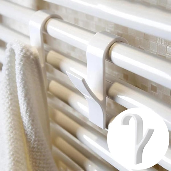 Radiator krok, håndklekrok for radiator, baderomskrok for radiator, hvit plast