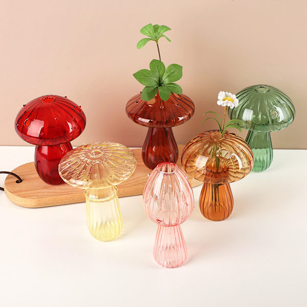 Kreativ glasblomster vase Delikat svampeformet hydroponisk plante P