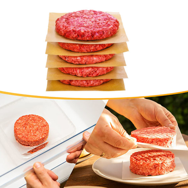 Burgerpapir/ark med bakepapir til burgerpresse Ø 11 cm 200 STK.