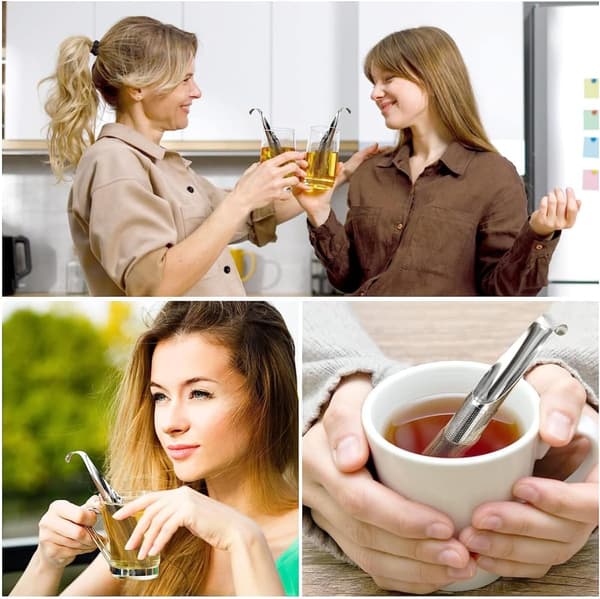 Te-diffuser i rustfritt stål, 2 stk. te-kule 304 te-infuser i rustfritt stål, gjenbrukbar te-sil, te-filter i rustfritt stål, finmasket te-pipe S
