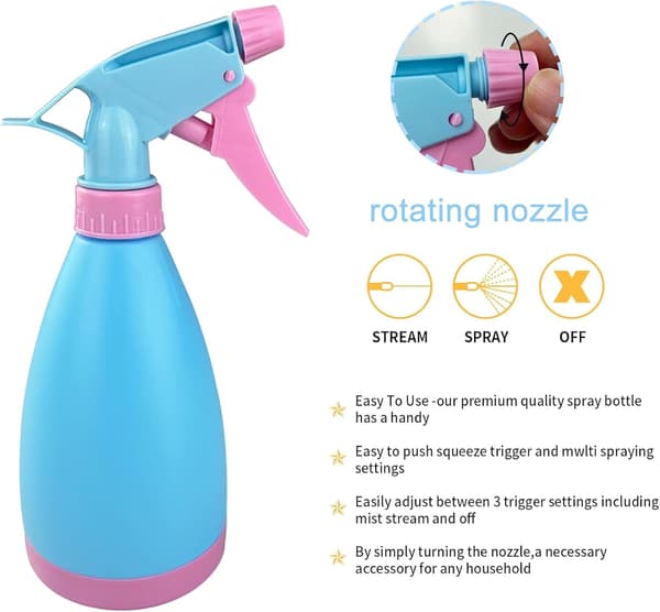 Stykker 500ML Sprayflaske Tomme Påfyllbare Flasker (Ris-rosa-blå), PP Materiale, 20*8cm