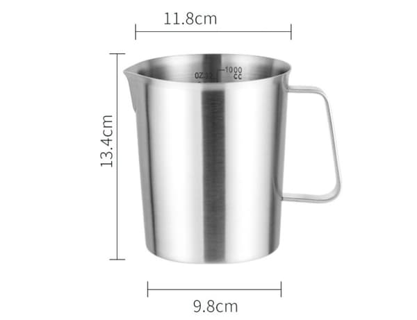 Mätkopp med pip, 1000 ml - Mätkoppar, mätkopp, rostfritt stål, silver