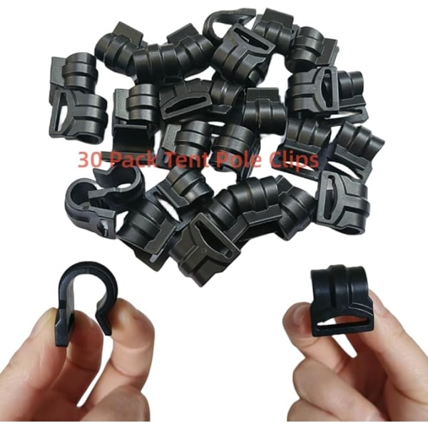 30 PCS Black Tent Pole Clamps, Tent C Clamps, Outdoor Camping Canopy T