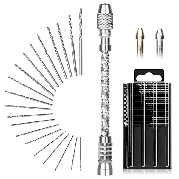 Master 21-delt Mini Bor-sæt, 0,3-1,6 mm Mikro Bor, Fræsere til DIY, Smykker, Træ, Resin