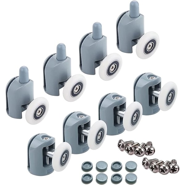 8-pack ersättningsrullar för duschdörrar, dubbla rullar, 23 mm hjuldiameter (Singel