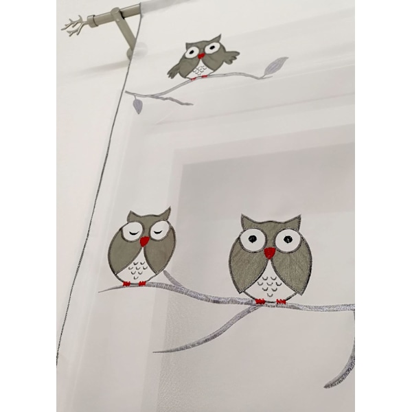 1 stk skillegardin WxH/40x90CM i gjennomsiktig polyester grå ugle Embr